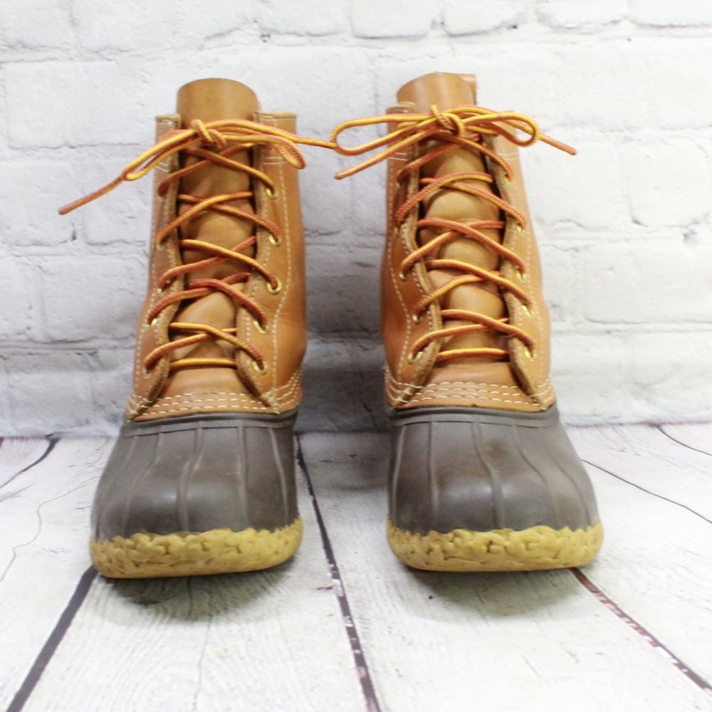 LL Bean Thinsulate Lined 8" Brown Leather Waterproof Duck Boots Size 6 M - Picture 4 of 9